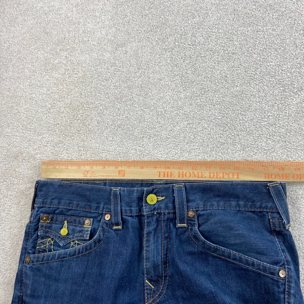 True Religion Denim Shorts Mens 34 (Fits 36) Blue Contrast Stitch Made in USA